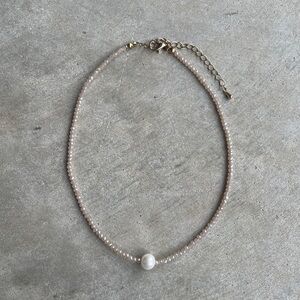 Pink and Gold Pearl Beaded Necklace